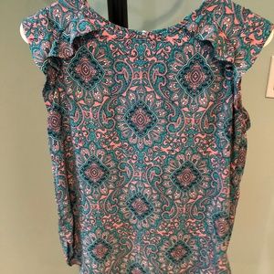 Paisley Cap-Sleeve Blouse